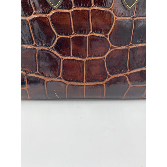Dooney & Bourke Janine Crocodile Embossed Leather Satchel Handbag Purse Brown - Picture 7 of 16